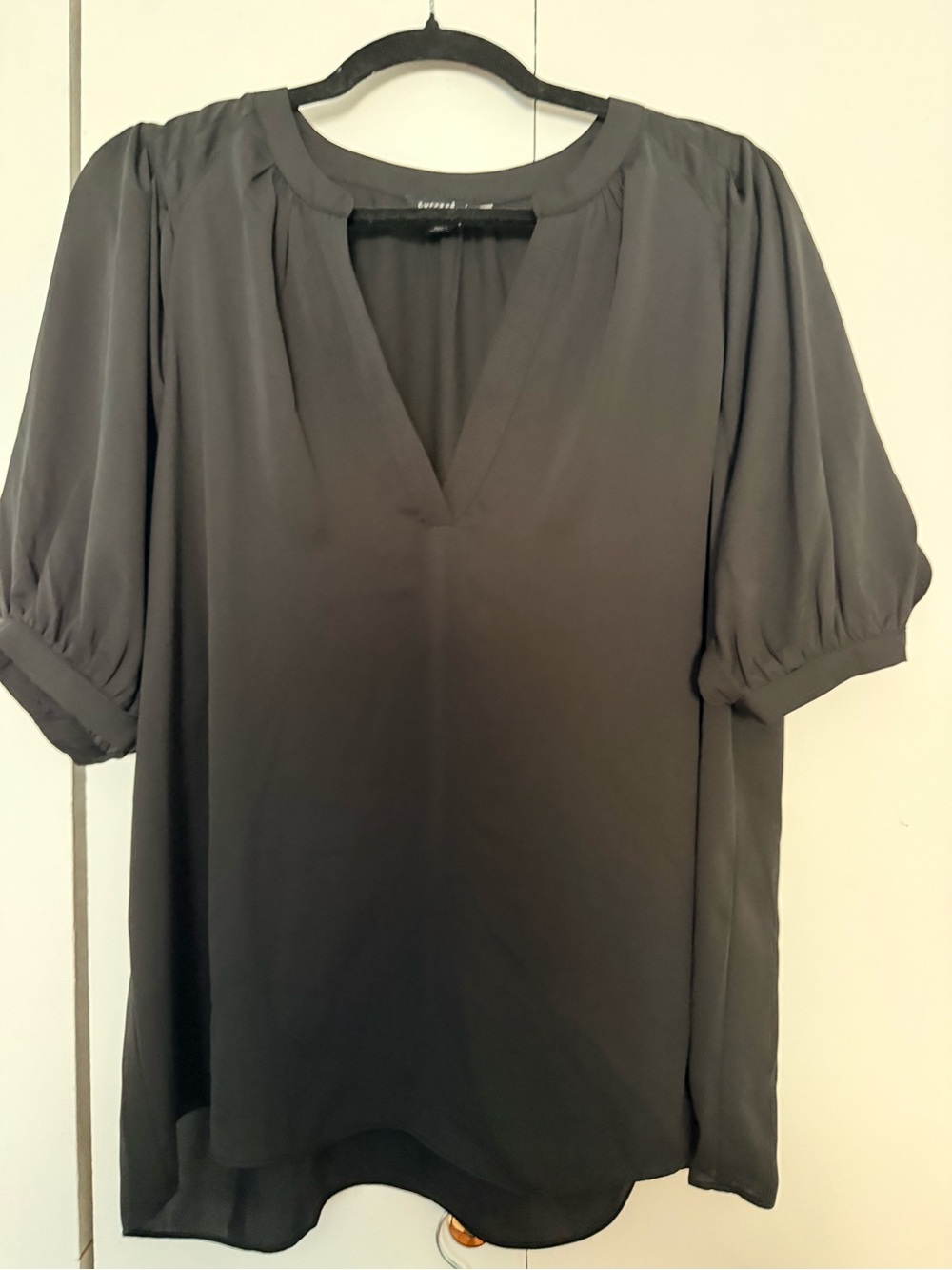 Current Air Black V-Neck Short Sleeve Blouse